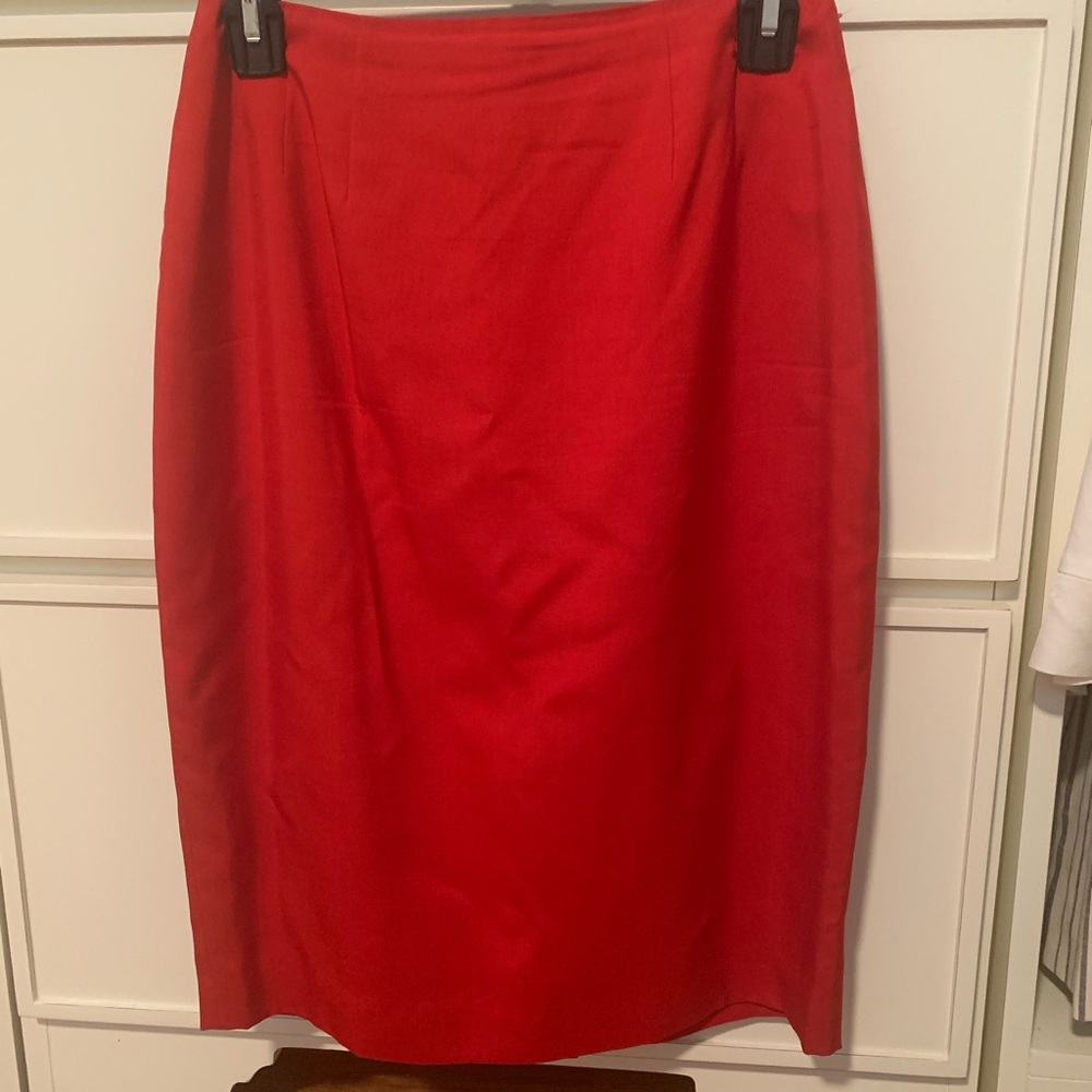 💯% Silk Red Pencil Skirt Sz. 4 EUC